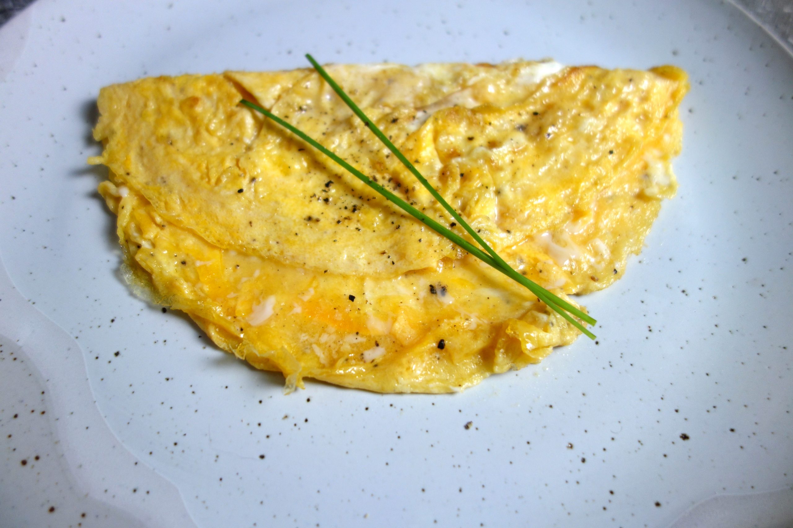 omelette with chive garnish